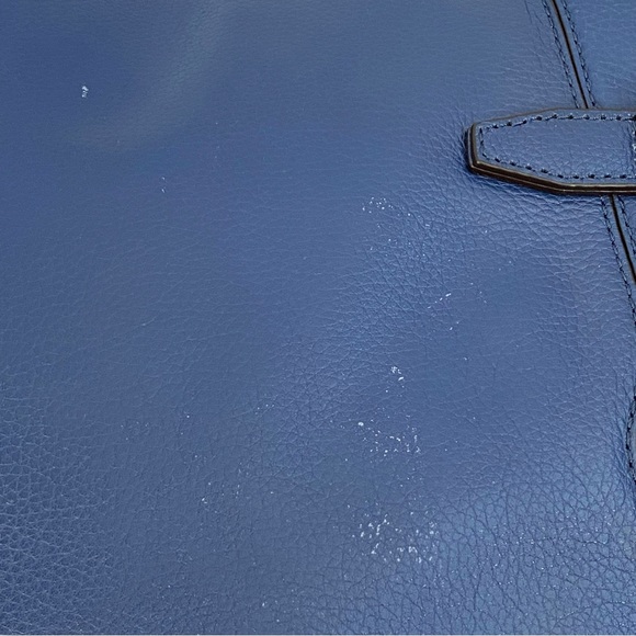 Rebecca Minkoff blue leather silver zipper top handle zip up sides purse bag - Picture 13 of 14